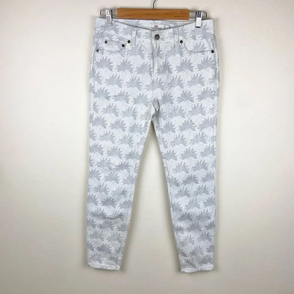 Vineyard Vines Mid-Rise Skinny Ankle Pant - Gray Floral